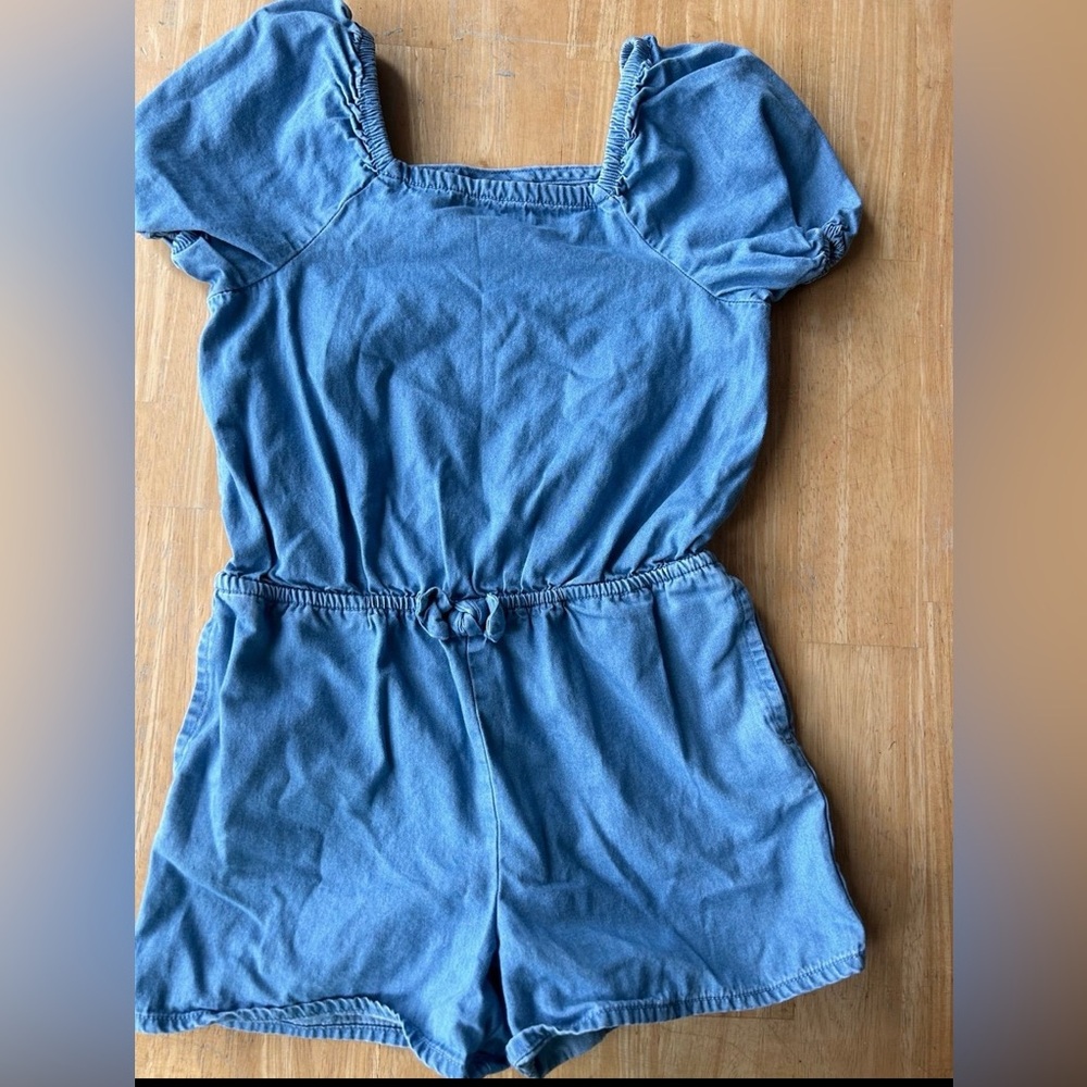 Girls 5t romper cat and jack denim jeans look